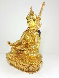 Statue Of Guru Padmasambhava [full Fire Gold Plated] With [painted Face]