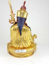 Statue Of Guru Padmasambhava [full Fire Gold Plated] With [painted Face]