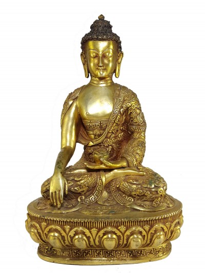 Statue Of Shakyamuni Buddha With Buddha Life Story Hand Carving, [full Gold Plated], [face] And [antique Finishing]