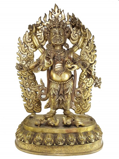 Statue Of Unique White Mahakala Statue Bronze Finishing