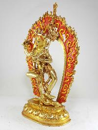 Statue Of Vajravarahi - Dorje Phagmo Yogini [full Fire Gold Plated] With [painted Face]