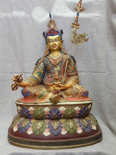Statue Of Padmasambhava, [traditional Color Finishing], [big Statue]