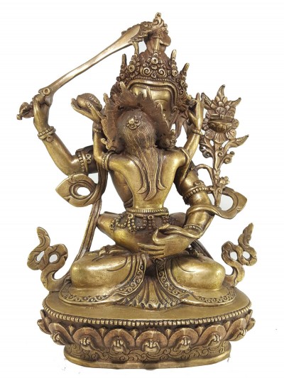 Statue Of Manjushri With Consort, [shakti], Yab-yum Bronze Finishing.
