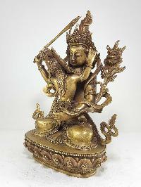 Statue Of Manjushri With Consort, [shakti], Yab-yum Bronze Finishing.
