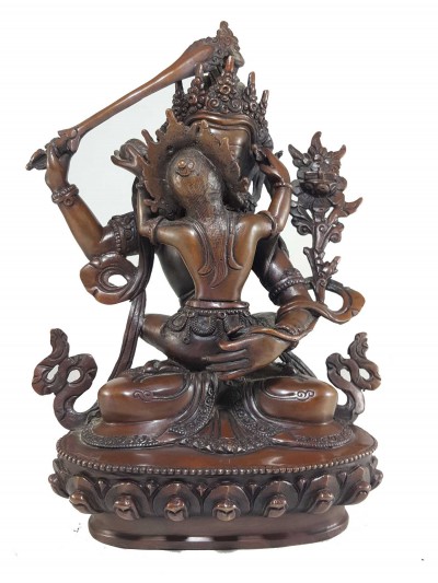 Statue Of Manjushri With Consort, [shakti], Yab-yum Chocolate Oxidized