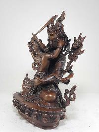 Statue Of Manjushri With Consort, [shakti], Yab-yum Chocolate Oxidized