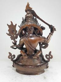 Statue Of Manjushri With Consort, [shakti], Yab-yum Chocolate Oxidized