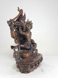Statue Of Manjushri With Consort, [shakti], Yab-yum Chocolate Oxidized