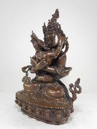 Statue Of Vajradhara With Consort, [shakti], Yab-yum Chocolate Oxidized