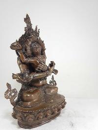 Statue Of Vajradhara With Consort, [shakti], Yab-yum Chocolate Oxidized