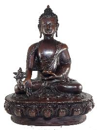 Statue Set Of Shakyamuni Buddha, Amitabha Buddha And Medicine Buddha In Chocolate Finishing