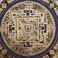 Tibetan Kalachakra Mandala Thangka With Golden And Silver Color