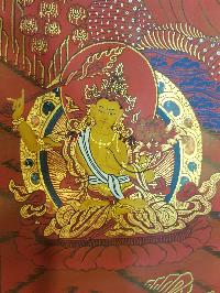 Tibetan Avalokiteshvara Chenrezig Thangka Painting White Tara, Amitabha Green Tara Manjushri And Vajrapani [variation 1]