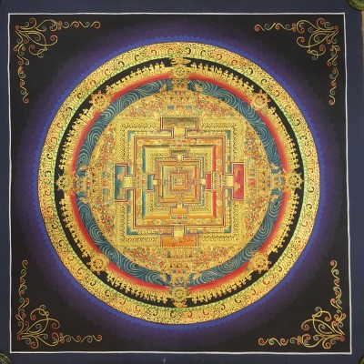 Tibetan Kalachakra Mandala With Shaded Lotus Background