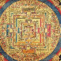 Tibetan Kalachakra Mandala With Shaded Lotus Background