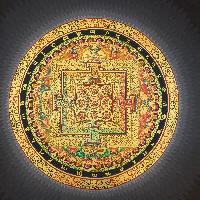 Tibetan Navagraha (nine Planets, Astrology) Mandala Thangka With Shaded Lotus Background [ver 1]