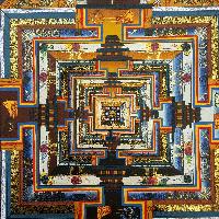 Real Gold Tibetan Kalachakra Mandala With Dragon Border, Hiigh Quality