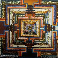 Real Gold Tibetan Kalachakra Mandala With Dragon Border, Hiigh Quality
