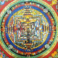 Real Gold Tibetan Kalachakra Mandala With Dragon Border, Hiigh Quality
