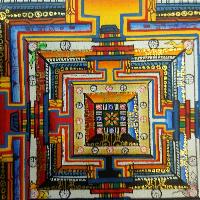 Real Gold Tibetan Kalachakra Mandala With Dragon Border, Hiigh Quality