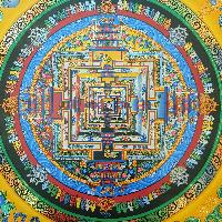 Real Gold Tibetan Kalachakra Mandala With Dragon Border, Hiigh Quality