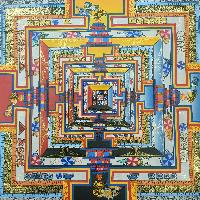 Real Gold Tibetan Kalachakra Mandala With Dragon Border, Hiigh Quality