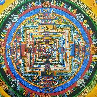 Real Gold Tibetan Kalachakra Mandala With Dragon Border, Hiigh Quality