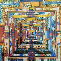 Real Gold Tibetan Kalachakra Mandala With Dragon Border, Hiigh Quality