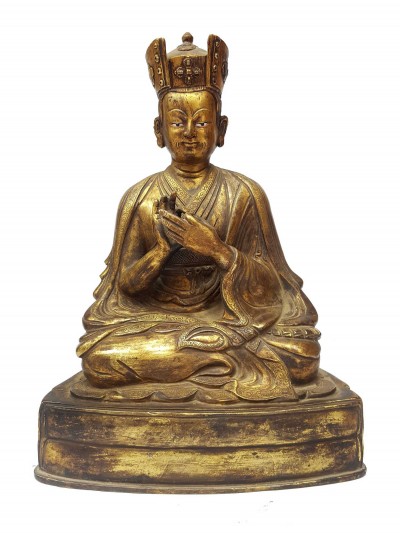 Statue Of Karmapa [full Fire Gold Plated] And [antique Finishing]