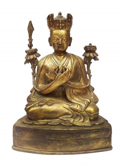 Statue Of 5th Karmapa Lama, Deshin Shekpa [full Fire Gold Plated] And [antique Finishing]