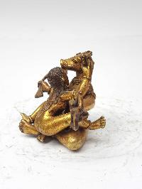 Statue Of Yamantaka - Heruka With Consort, [shakti], Yab-yum Detachable [full Fire Gold Plated], And [antique Finishing]