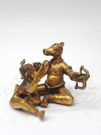 Statue Of Yamantaka - Heruka With Consort, [shakti], Yab-yum Detachable [full Fire Gold Plated], And [antique Finishing]