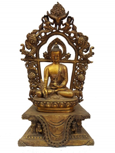 Statue Of Medicine Buddha [full Fire Gold Plated], And [antique Finishing]