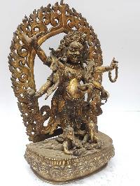 Statue Of White Mahakala [full Fire Gold Plated], And [antique Finishing]