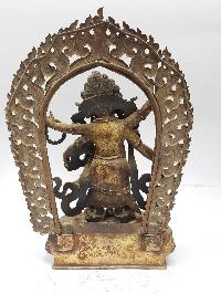 Statue Of White Mahakala [full Fire Gold Plated], And [antique Finishing]