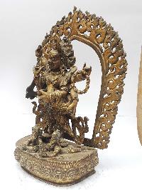 Statue Of White Mahakala [full Fire Gold Plated], And [antique Finishing]