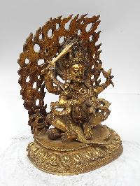 Statue Of Sitting Mahakal [full Fire Gold Plated], And [antique Finishing]