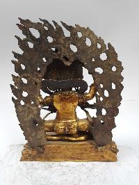 Statue Of Sitting Mahakal [full Fire Gold Plated], And [antique Finishing]