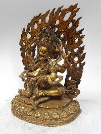 Statue Of Sitting Mahakal [full Fire Gold Plated], And [antique Finishing]