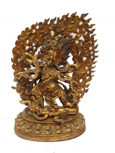 Statue Of Black Mahakala [full Fire Gold Plated], And [antique Finishing]