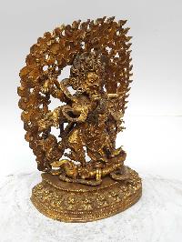 Statue Of Black Mahakala [full Fire Gold Plated], And [antique Finishing]