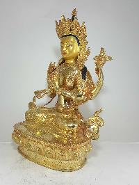 Statue Of Chenrezig [full Fire Gold Plated] And [painted Face]