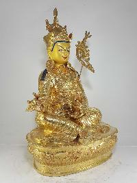 Statue Of Padmasambhava [full Fire Gold Plated] And [painted Face]