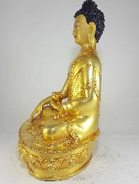 Statue Of Shakyamuni Buddha [full Fire Gold Plated] And [painted Face]