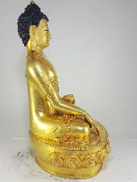 Statue Of Shakyamuni Buddha [full Fire Gold Plated] And [painted Face]