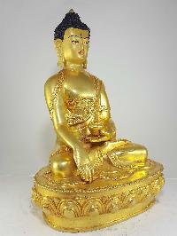 Statue Of Shakyamuni Buddha [full Fire Gold Plated] And [painted Face]