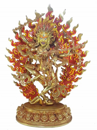 Copper Statue Of Kurukulla [full Fire Gold Plated], With [painted Face], Wangyi Lhamo, Red Tara