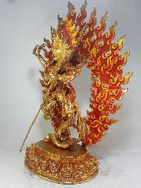 Copper Statue Of Vajravarahi - Dorje Phagmo Yogini Yogini [full Fire Gold Plated], With [painted Face]