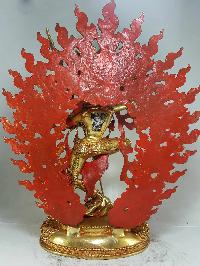 Copper Statue Of Vajravarahi - Dorje Phagmo Yogini Yogini [full Fire Gold Plated], With [painted Face]