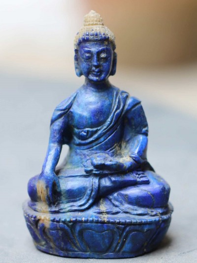 [real Lapis Lazuli], Statue Of Shakyamuni Buddha, [hand Carved]